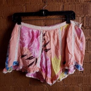 Farm Rio Pink Colorful Elastic Waist Lounge Shorts